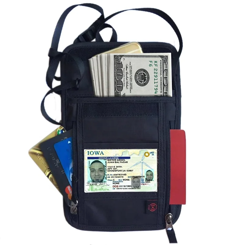 Travel Neck Wallet Passport Holder RFID Blocking Passport Bag
