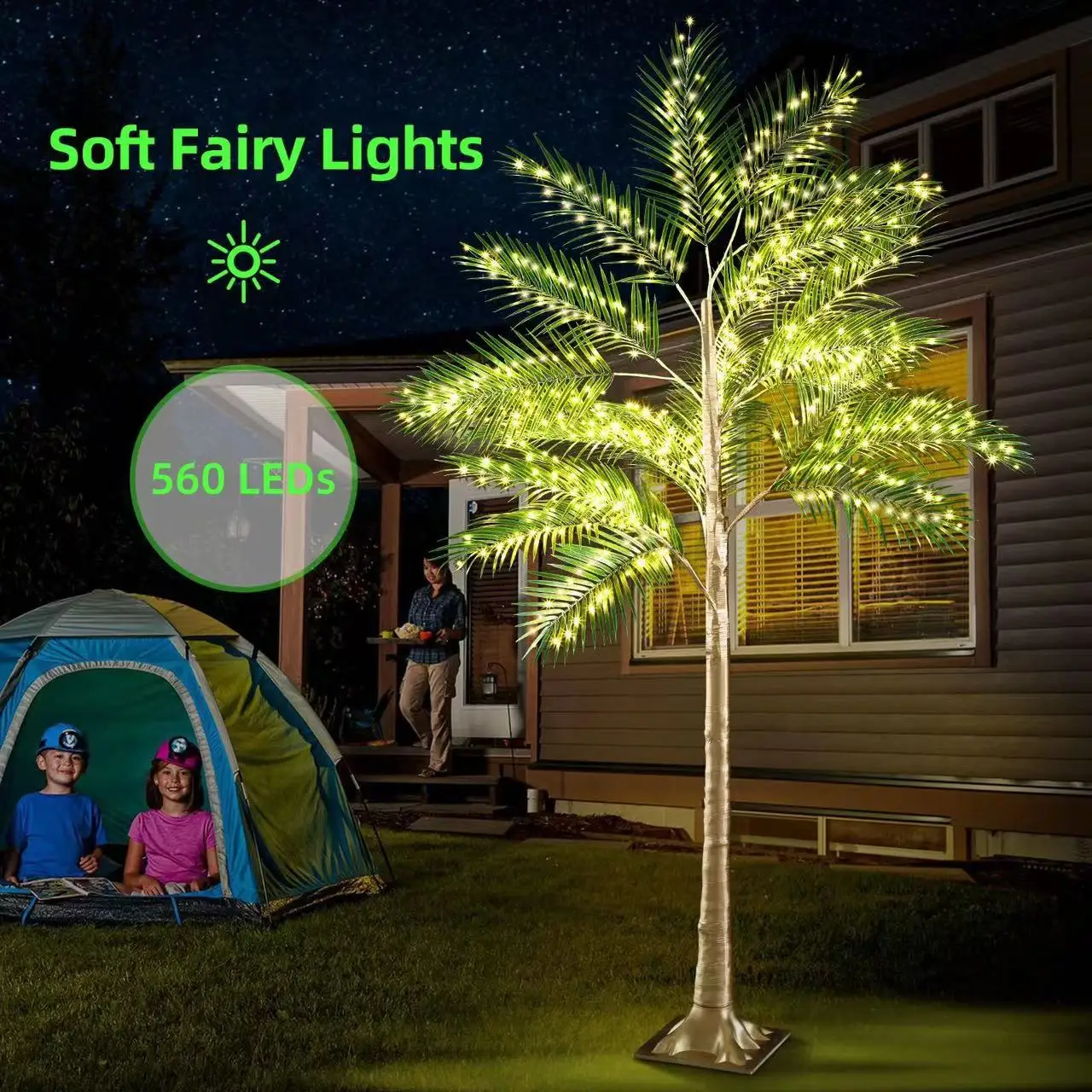 Lighted palm tree led metal palm trees artificial palm tree decoration for home party christmas indoor outdoor