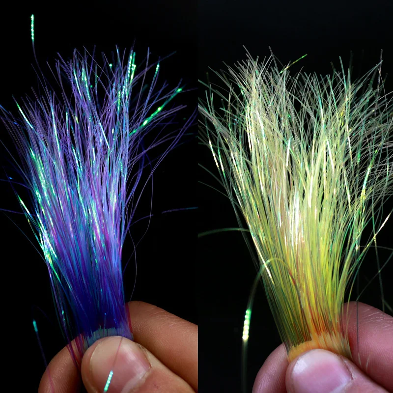 0.5mm/15-20cm 8 colors Ice Wing Fiber flat flash Tinsel crystal flashabou saltwater streamer flies fly tying materials