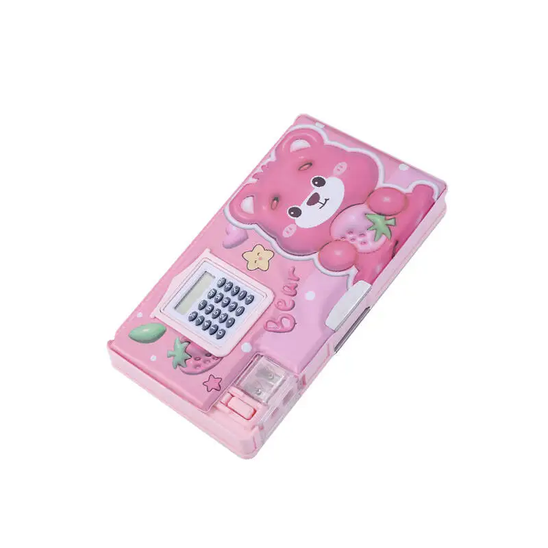 Мультяшная школьная пластиковая полиуретановая коробка многофункциональный высокотехнологичный пенал с калькулятором для детей, девочек, школы