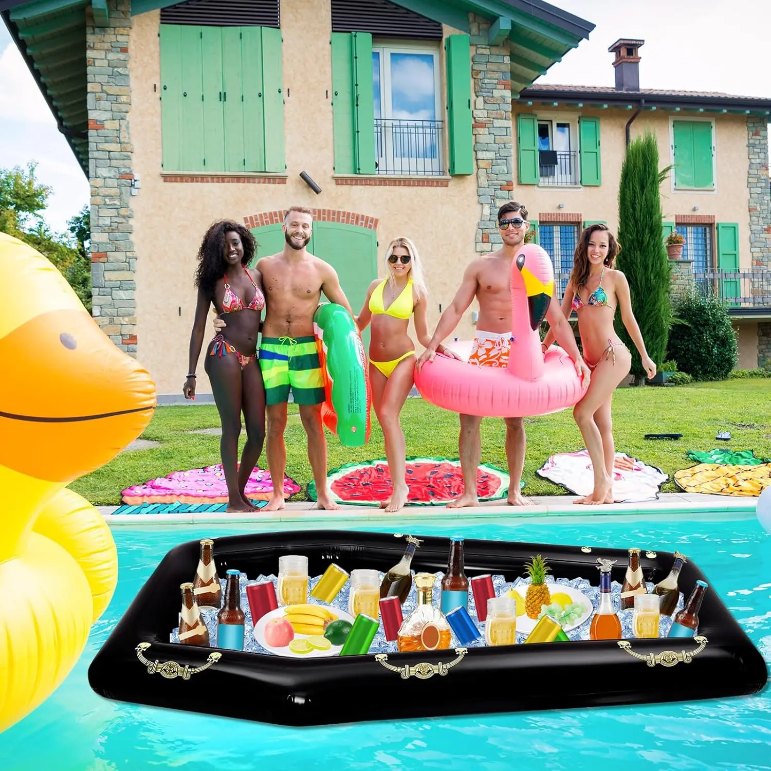 Inflatable Coffin Cooler  Coffin Float Beverage Drink Cooler Ice Chest Buffet Cooler for Summer Pool Picnic Party Decoration