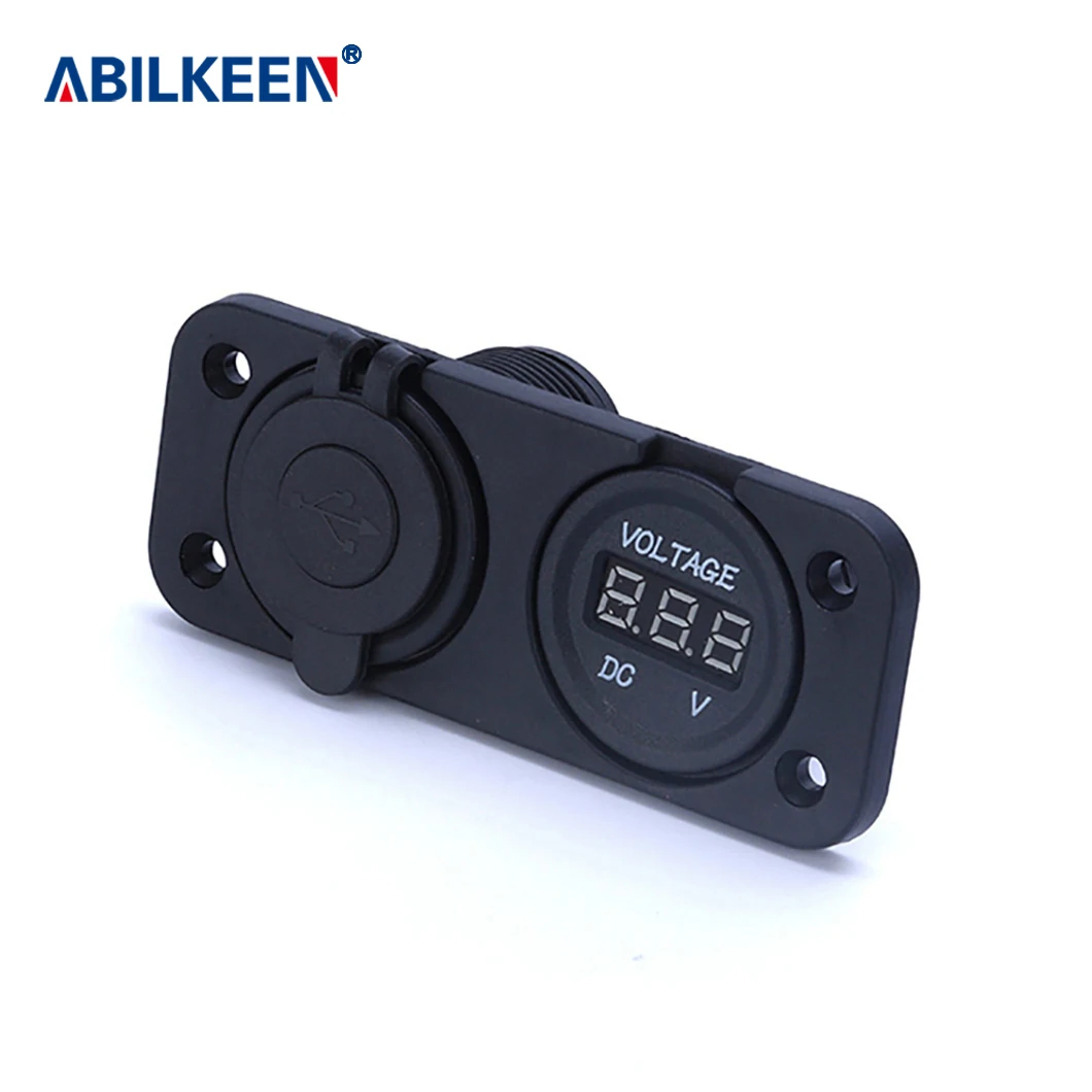 2 port Motorcycle Motorbike Car Charger Led Digital Voltmeter Socket usb charger for car usb outlet 12v usb charger for toyota