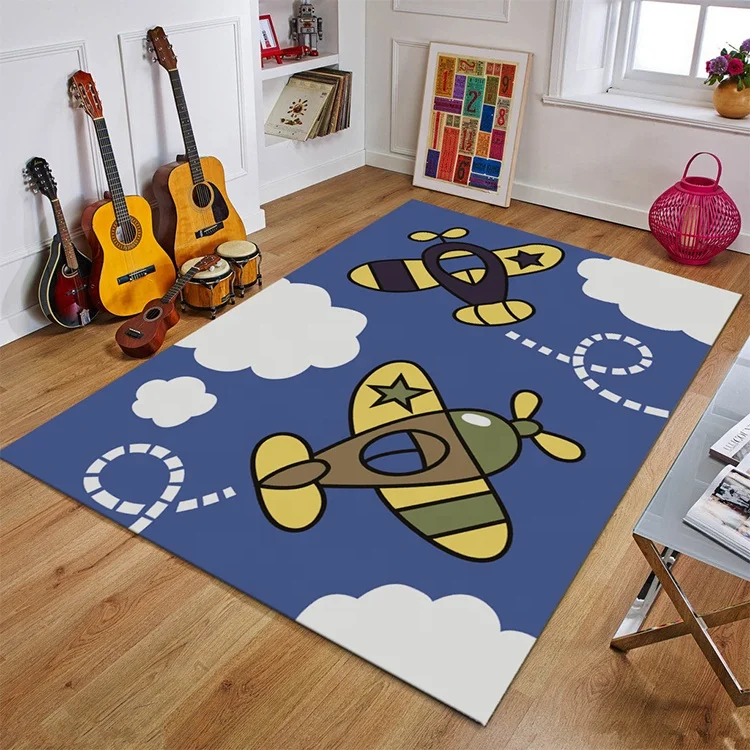 Nordic European Style Printed Carton Round Child Mats Carpet Modern Floor Carpet For Bedroom Or Kitchen