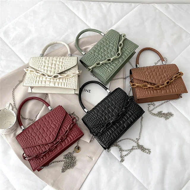 2021 Luxury Fashion Women Messenger Bag Crocodile Semicircle Flap Designer Handbags Soft Leather Chain Shoulder Bags For Ladies