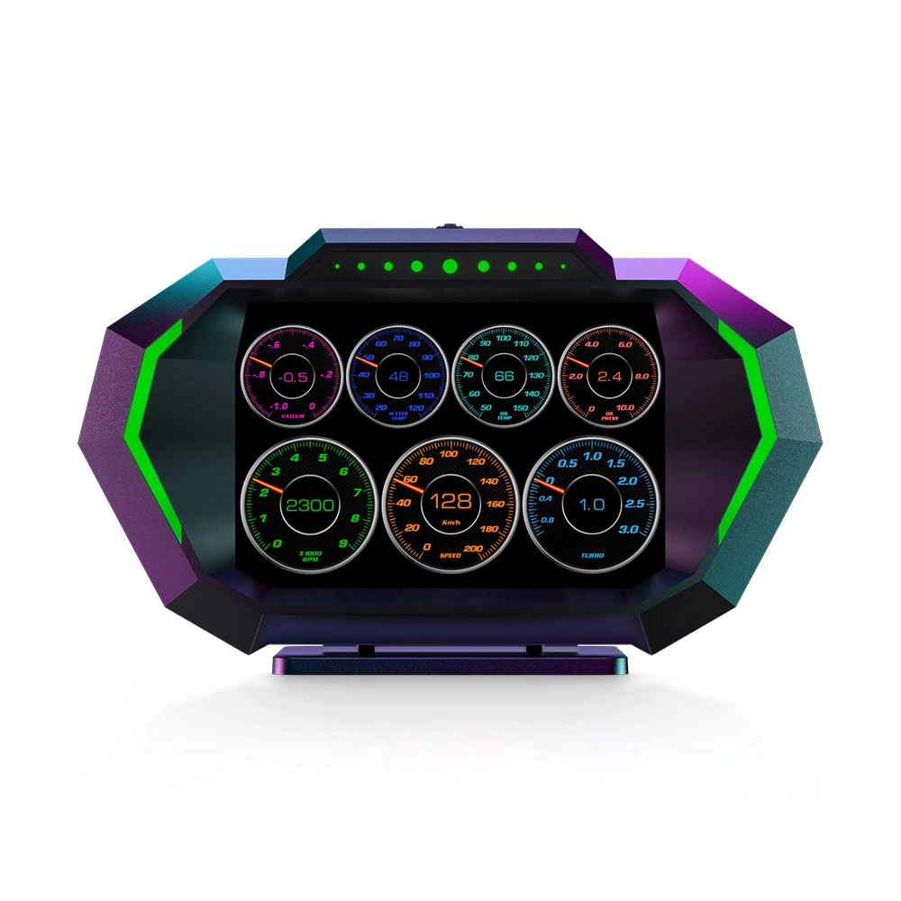 P24 Car OBD+GPS HUD Board Computer Digital Speedometer with LCD Display Water Temp Fuel Consumption Slope Meter Clock Function