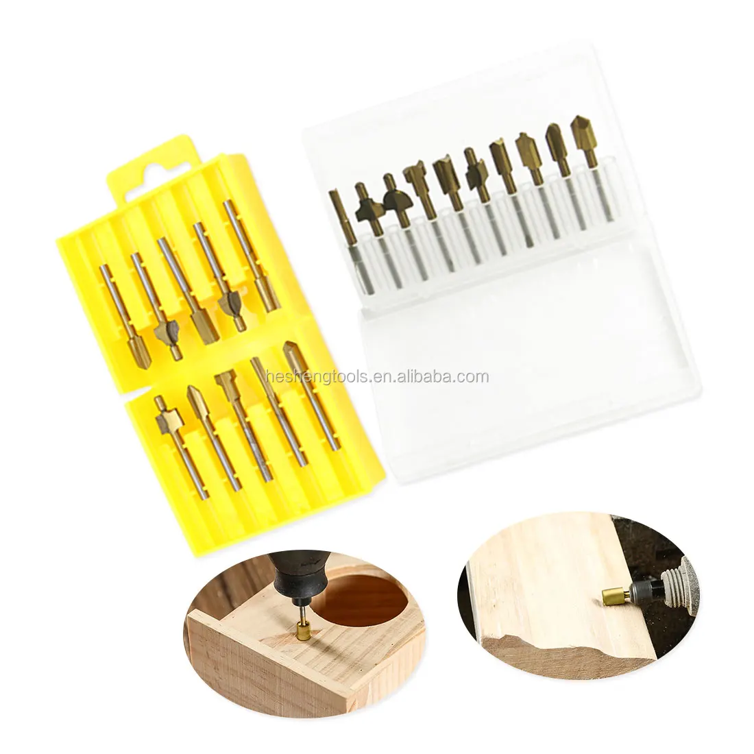 HSS 10pc 38mm Milling Cutter Router Bit Titanium-plated Plastic Boxed Gold Hhigh-speed Steel Woodworking Trimming Knife