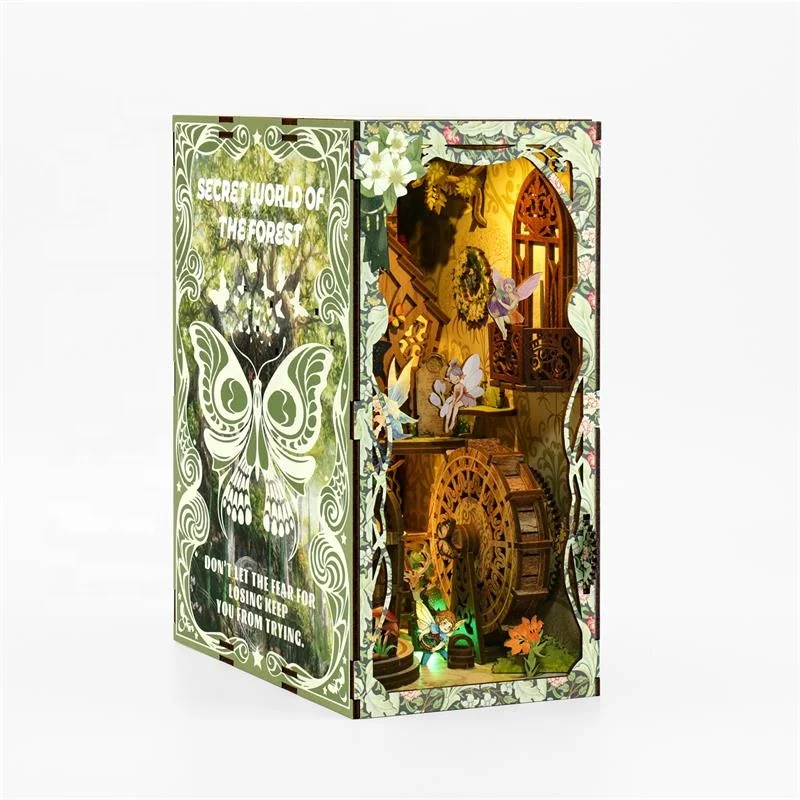 Wholesale custom build a diy book nook dollhouse home decoration puzzles home decoration anavrin train book nook