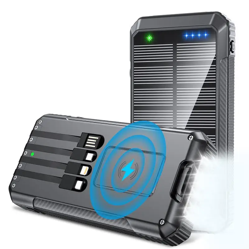 fast charging power bank solar wireless mini solar energy power bank 30000mah solar charger power bank