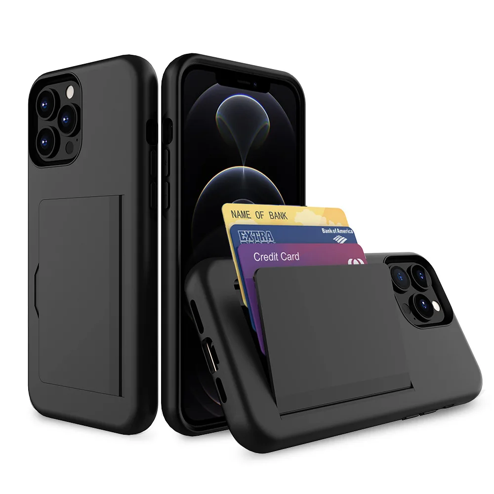 Wallet Card Slot Holder Hidden Colorful Phone Case With Credit Card Pocket For iPhone 11,12,13,14 Case With Credit Card Holder