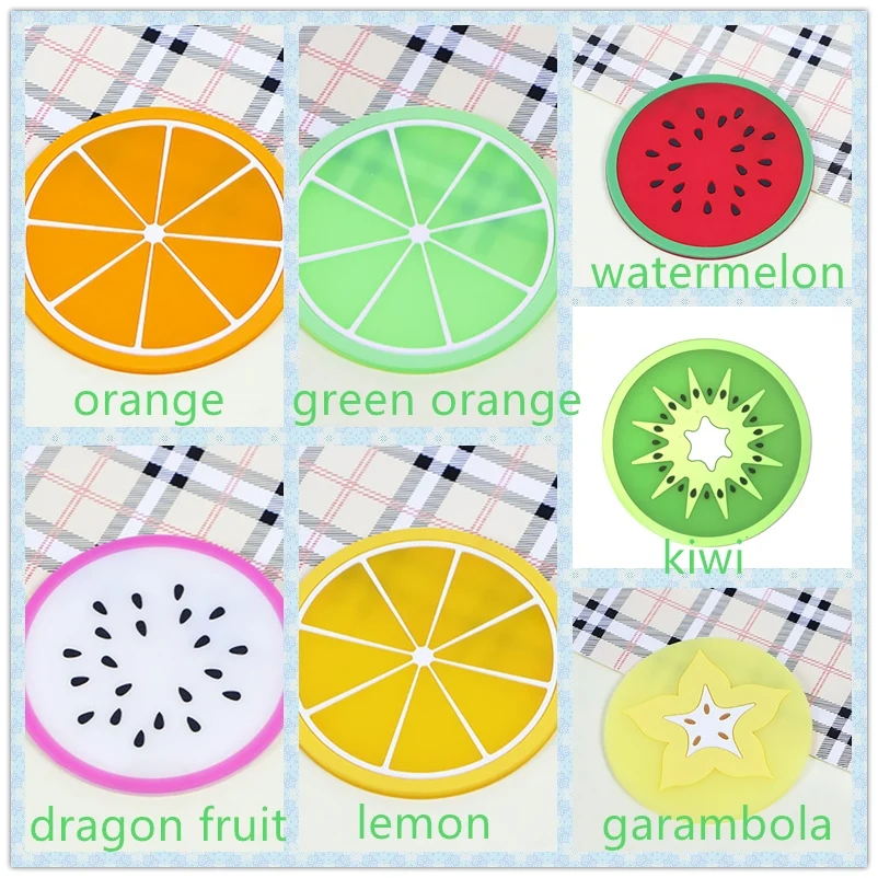 Cup Mat Pad Coaster Fruit Shape Silicone Cup Pad Slip Insulation Pad Hot Drink