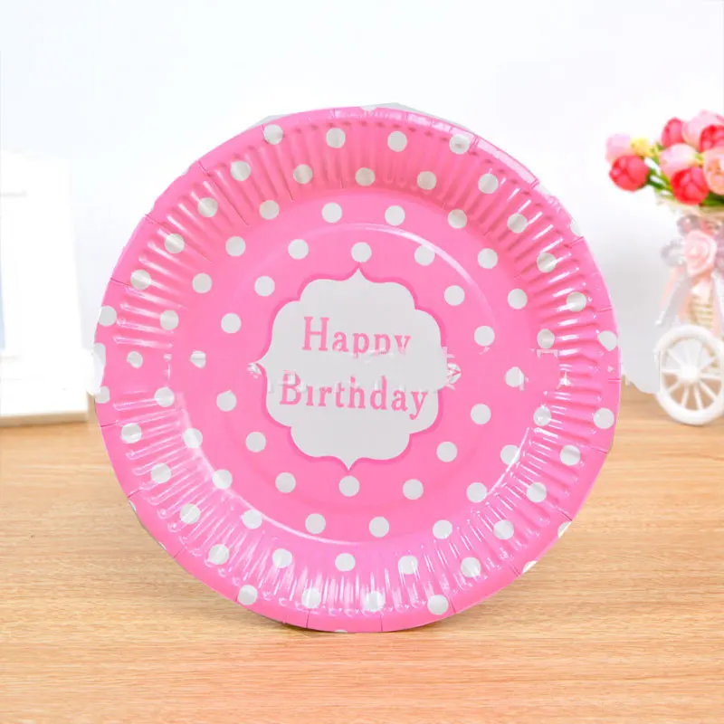 Factory Wholesale  Happy Birthday Printing  Round  Plates Design Disposable Cardboard Paper Plate