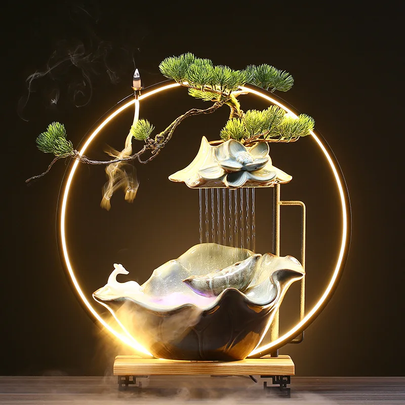 Flowing water ornaments home creative fountain living room office desktop porch for new home opening gift