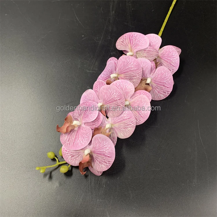 QSLH-W215 High Quality 9 Heads Artificial Phalaenopsis Butterfly Orchid Real Touch Orchids Latex Decorative Flower