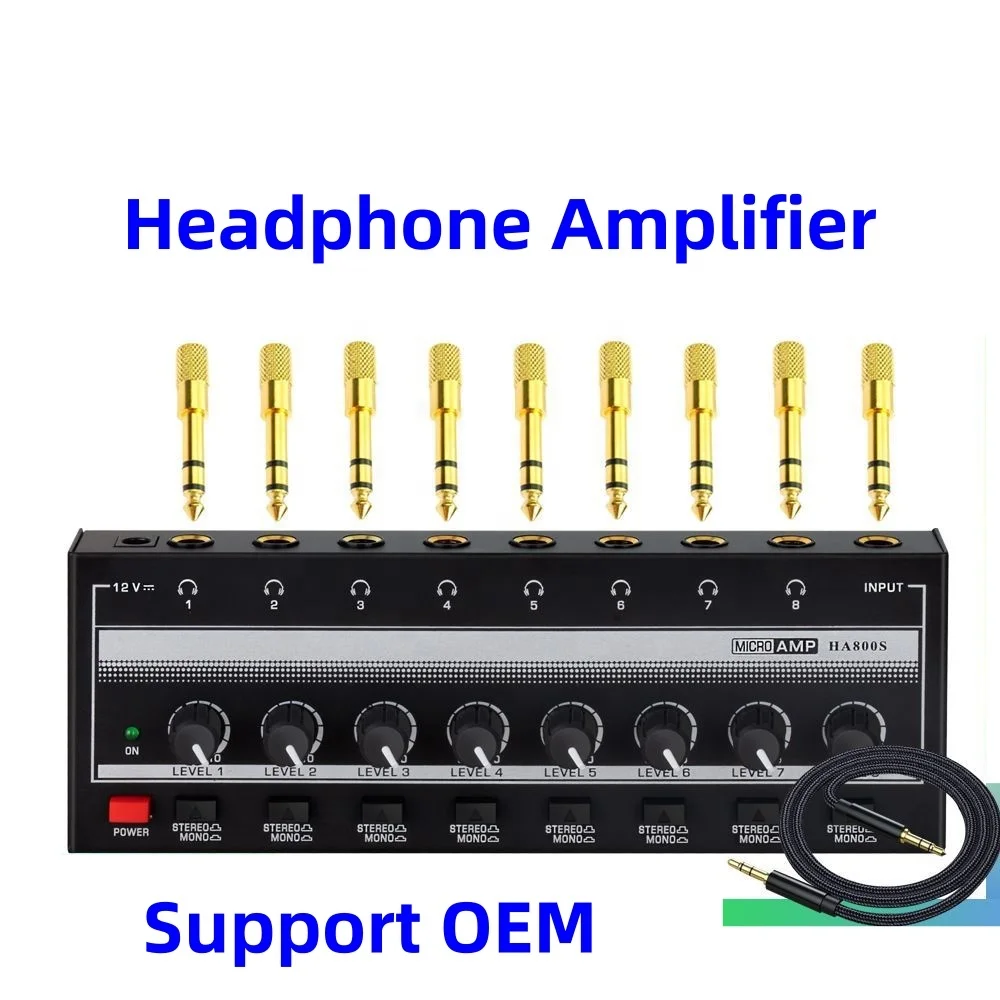 New 8-channel headphone amplifier, HIFI audio HA800S integrated monitoring professional headphones amplifier