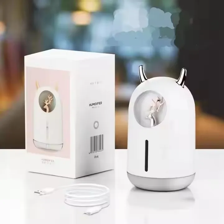 Deer / Unicorn Christmas Mini Ultrasonic Atomizer Usb Air Humidifier With Colorful Light