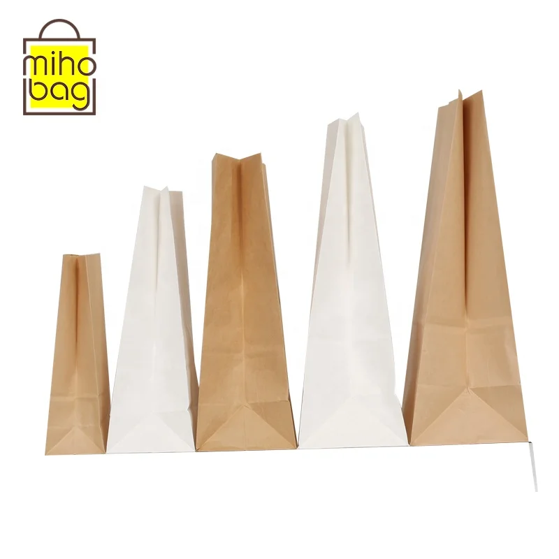 no handle food grade  white and brown kraft paper bag for food takeaway