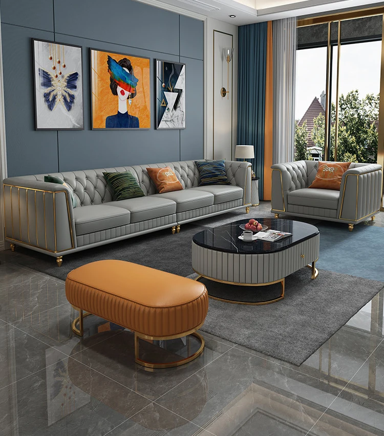 Кожаная мебель изогнутой формы для гостиной набор диванов итальянский дизайн современный роскошная