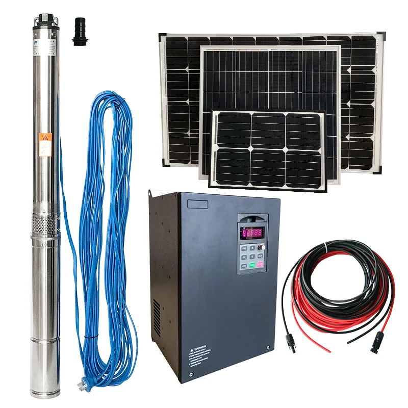 Солнечный ирригационный водяной насос постоянного тока, погружной глубоководный насос со встроенным контроллером