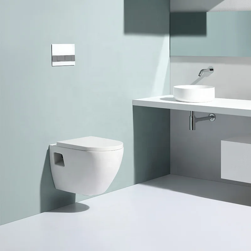 BEFEN2474 керамический унитаз круглый безрамный настенный туалет с CE