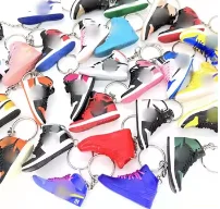 High quality creative sports shoes Mini 3D shoe mold keychain pendant Soft PVC basketball shoe mold keychain gift