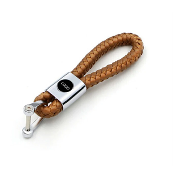 Personalized Trendy Horseshoe Buckle Car Logo Keychain Car Brand Braided Leather Keychain