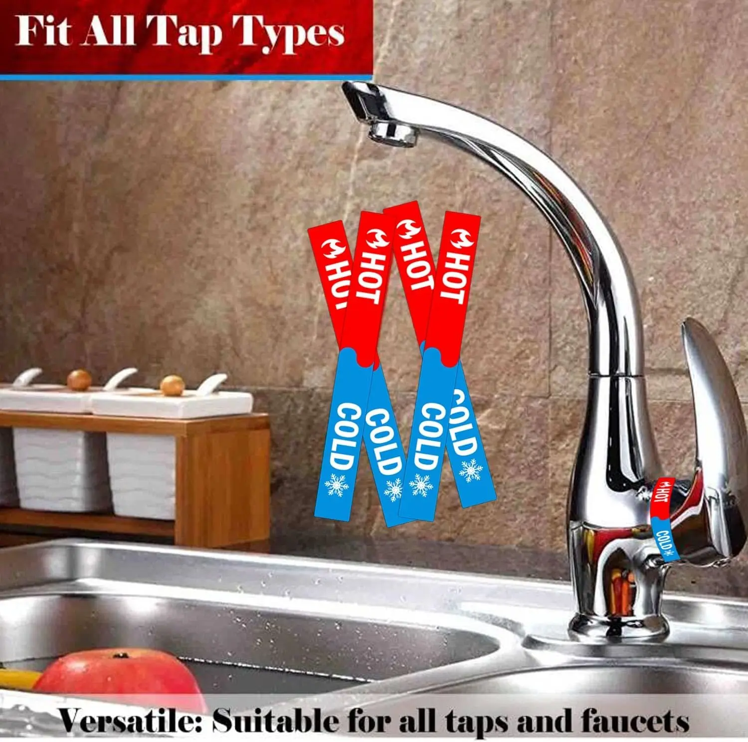 Waterproof Faucet Label Self Stick Hot Sign Cold Sign for Kitchen Bathroom Faucet Shower Escutcheon