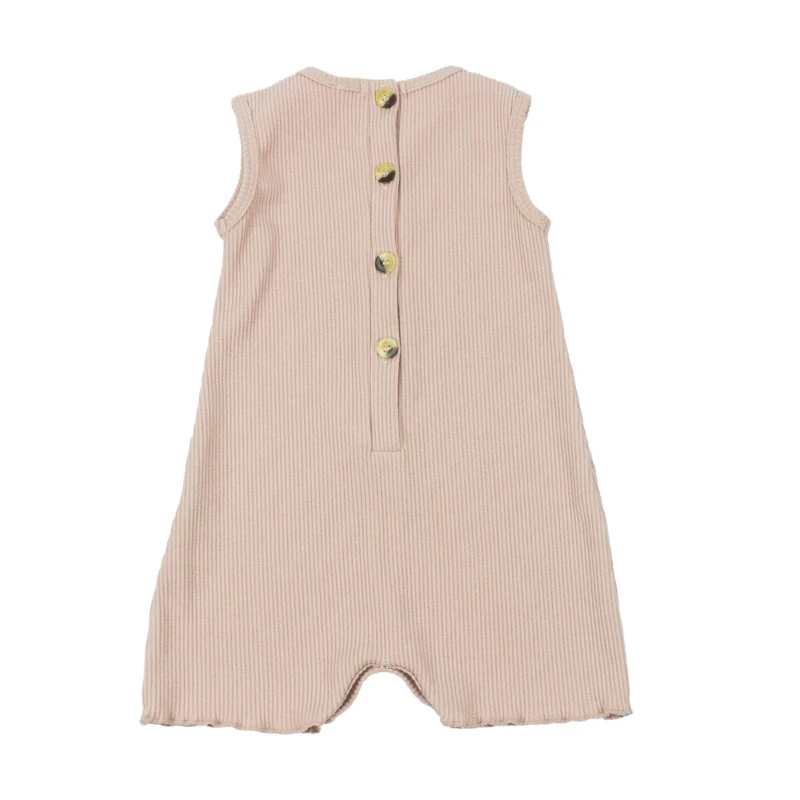 Free Logo Wholesale Fashion Ribbed Knitted Cotton Plain Baby Romper Unisex