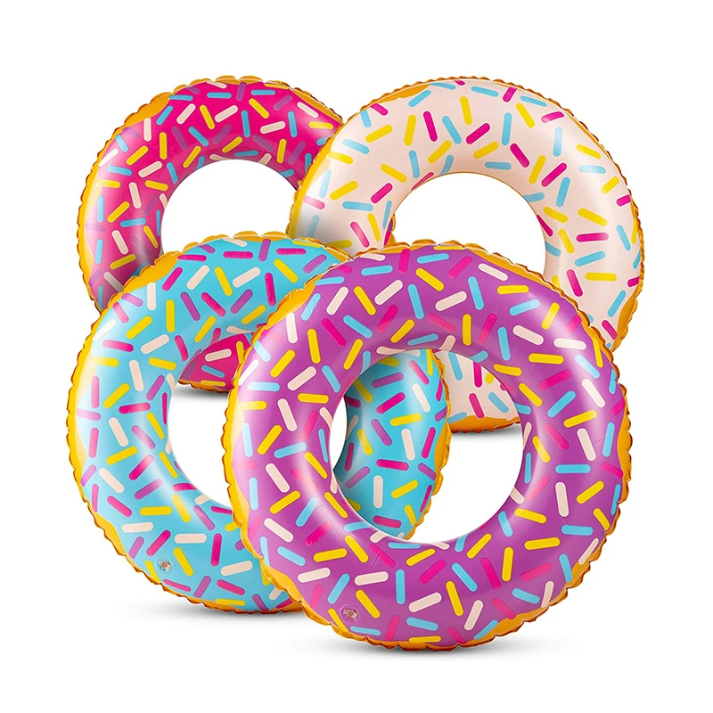 Neon Colors Inflatables Sprinkle Donut Floating Swimming Ring for Summer Pool Beach Party Decorations Younger Kids and Toddlers