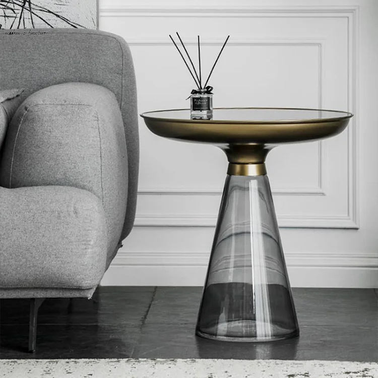 Living Room Couchtisch Nordic Modern Home Decorative Metal Sofa Side Center Round Circle End Table Luxury Glass Coffee Table