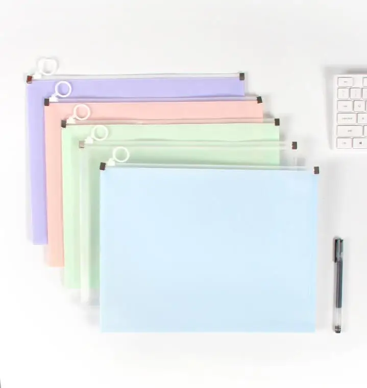 Buttons Plastic Clear Custom logo folder Snaps PP PVC Zipper File Envelope waterproof document bag