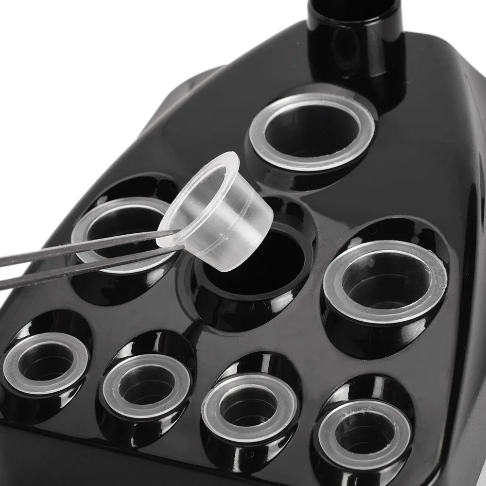 Kissure 9 Holes 2 In 1 Plastic Pen Holder Stand For Microblading Pigment Ink Cup Tattoo Machine Permanent Makeup Accessories