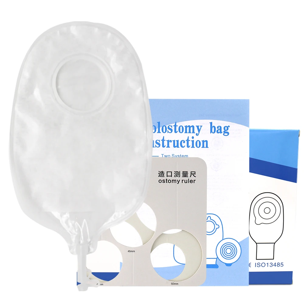 Urostomy pouch transparent Medical grade two piece disposable urostomy pouch bag