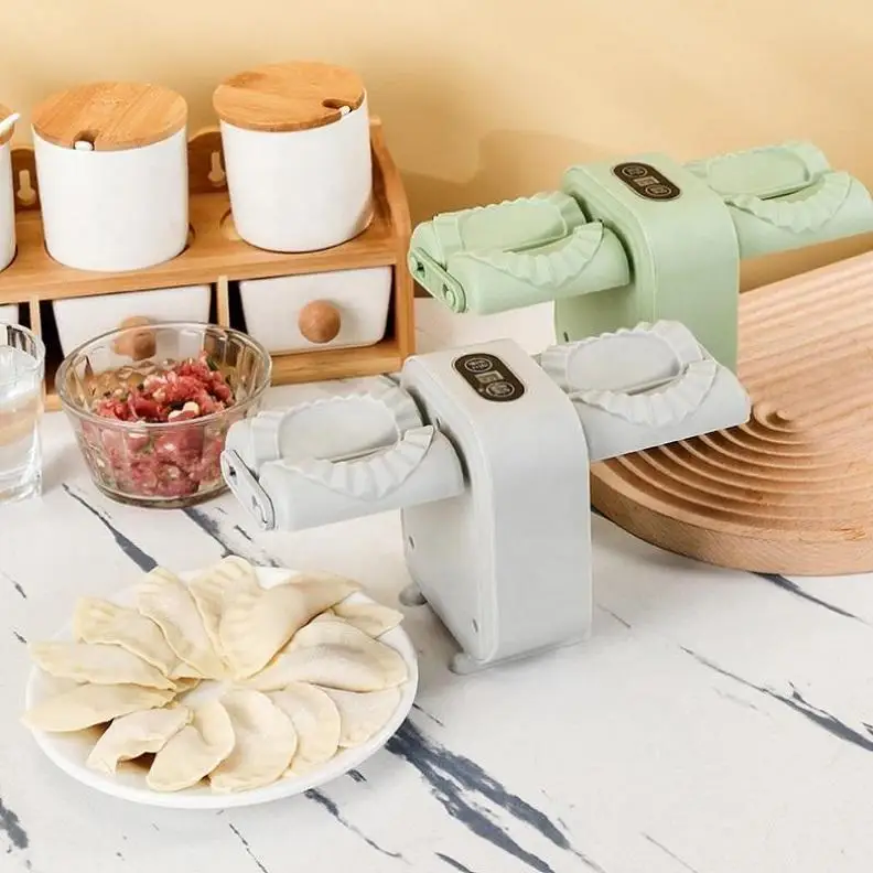 Household Double Heads Electric Automatic Dumpling Making Machine Rechargeable Wrapper Dumpling Press Maker Mold Kitchen Tools