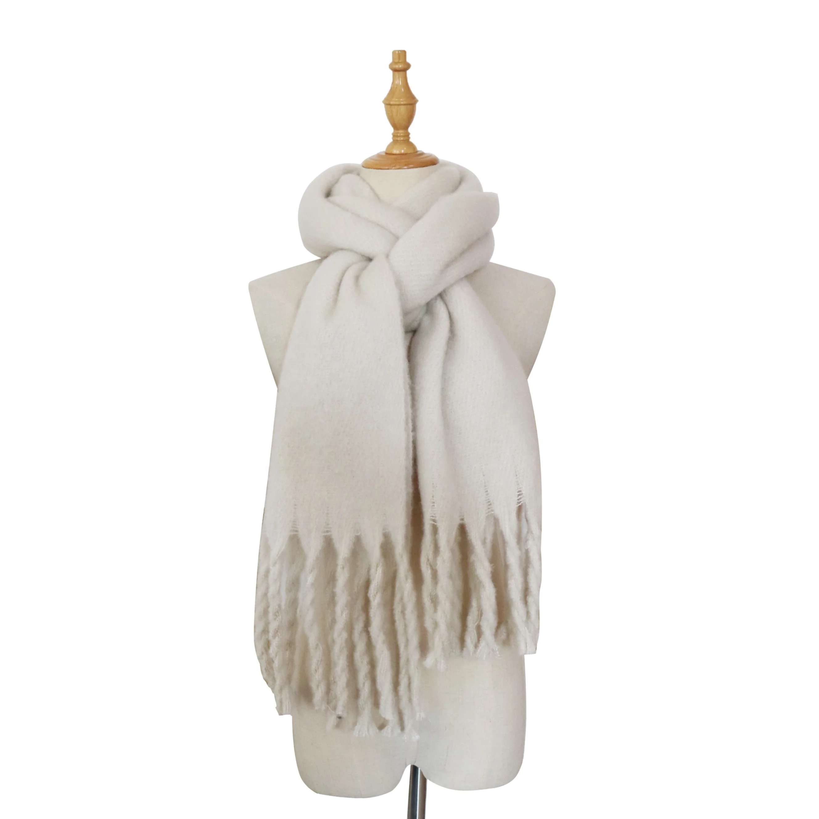 
wholesale manufacture Classic winter Autumn Spring warm Fashionable polyester long Woven Scarf with big tassels for Women 