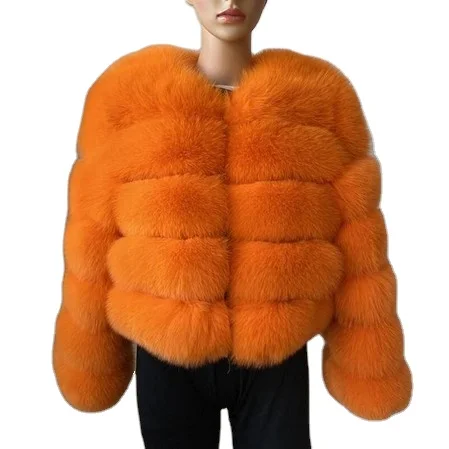 Multi Colorful Short Artificial Fox Fur Jacket Women Custom Luxury Ladies Genuine Fluffy Fur Coats Winter