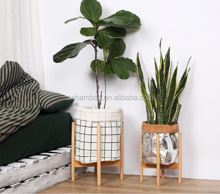 Custom wooden bamboo pot stand flower pot holder rack