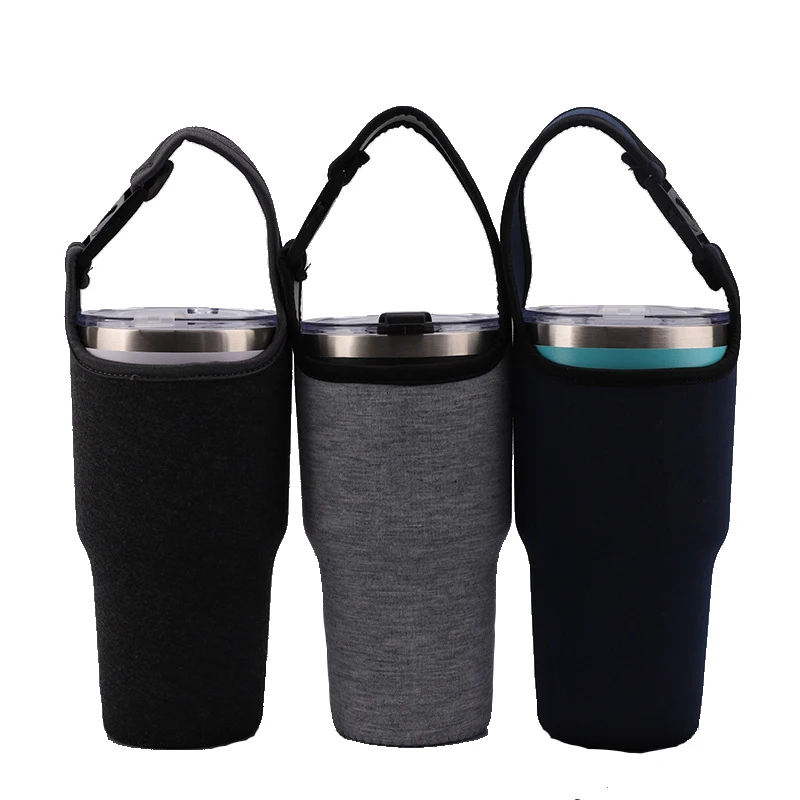 Custom Neoprene Coffee Cup Sleeve  with Carrying Handle Insulated Cup Coffee Sleeve Holder Accept customized logo or color
