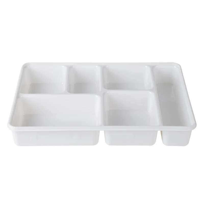 6 Compartment Divided Food Plate Melamine Plastic Hospital Deep Container Tray