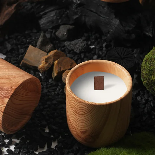 C&H High Quality Candle Vessels Empty Novelty Ceramic Vessel with Wood Patterns for Candle Making