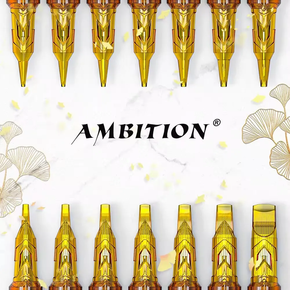 Ambition 20pcs Gold RL Tattoo Cartridge Needles Disposable Sterilized Stainless Steel Tattoo Needle for Cartridge Machines Grips