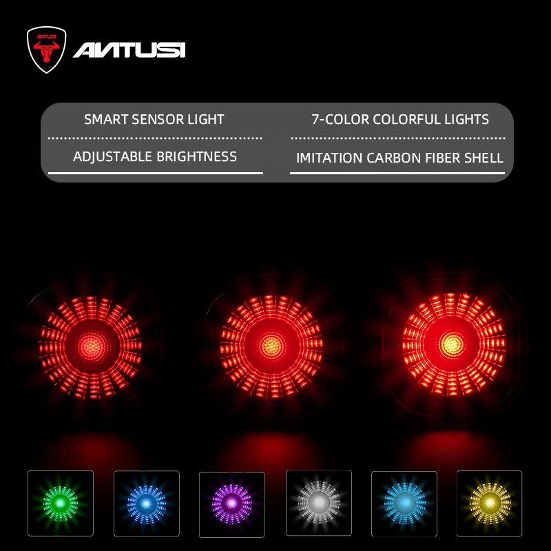 Antusi Q4 New Bike Tail Light 19g Brake Sensor Brightness Perception Bicycle Rear Light IPX6 Waterproof USB Rechargeable