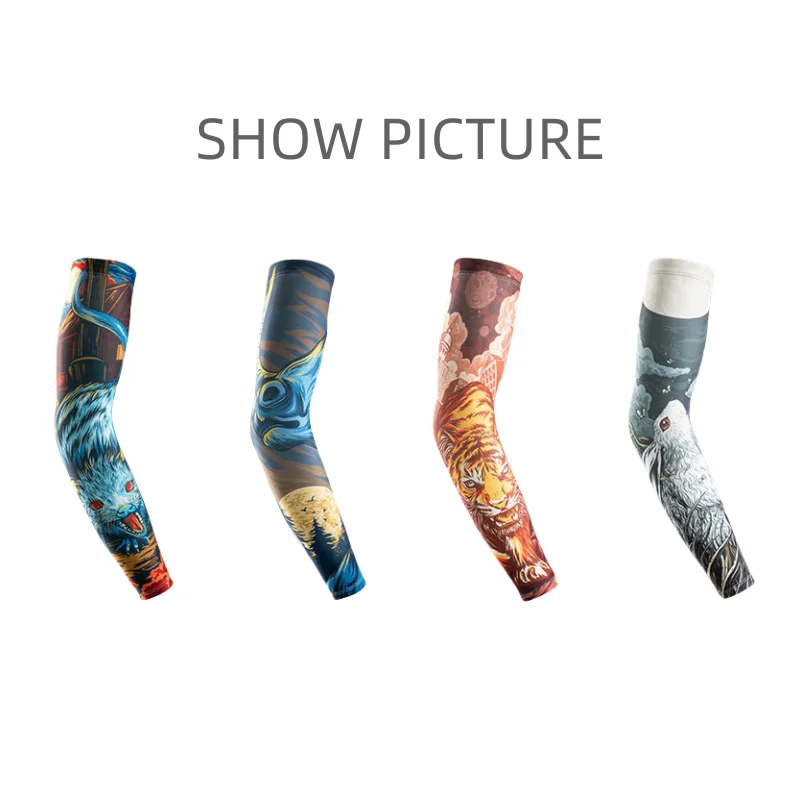 Sale Tatoo Printed Spandex Compression Sleeve Arm Protect Sun Block Cooling Waterproof Protective Arm Sleeve