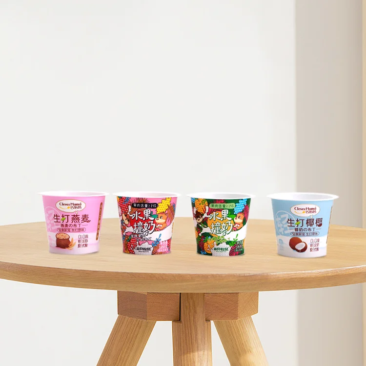 Disposable PP Injection Plastic Shaped Sheep Milk Cheese Yogurt Cup Tub With Lid Spoon Ice Cream Tub Packaging