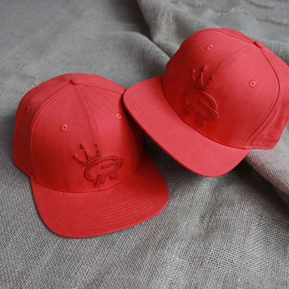 6 Panel Flat Brim Cap Sports Street Style 100% V Cotton Twill Hip Pop Snapback With Chain Stitching Embroidery  Logo
