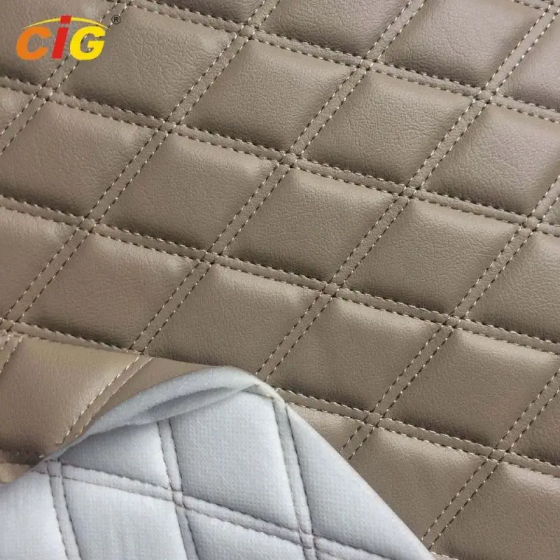 Stitching Embroidery Synthetic PVC Leather for Car Seat/ Furniture/ Cat Mat