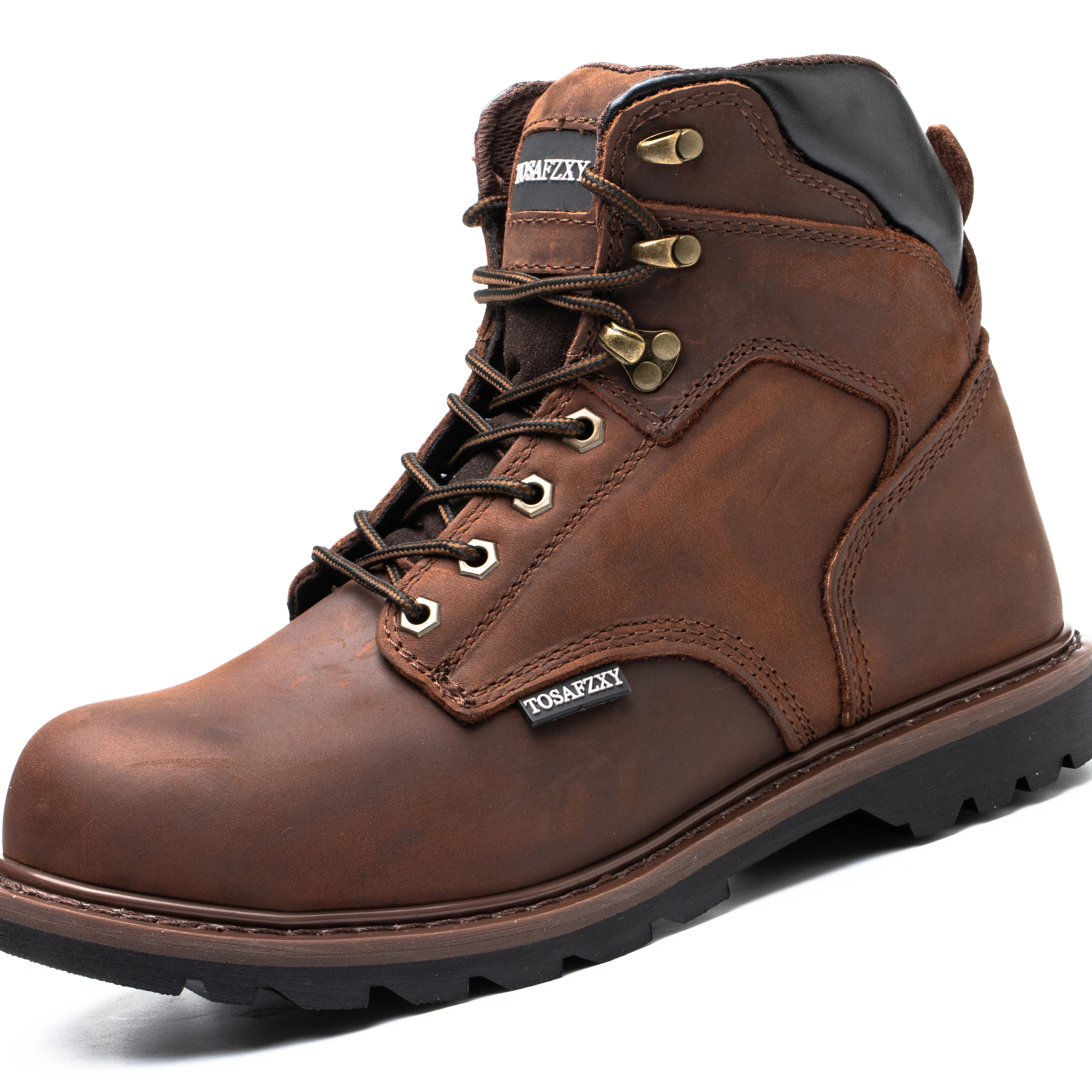 Handmade Crazy Horse Cowhide Vintage Stylish Steel Toe Work Boots For Men