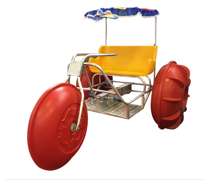 Water play equipment with sunshade 3 big wheels aqua cycle water trike kids and adults pedal boat water tricycle for sale