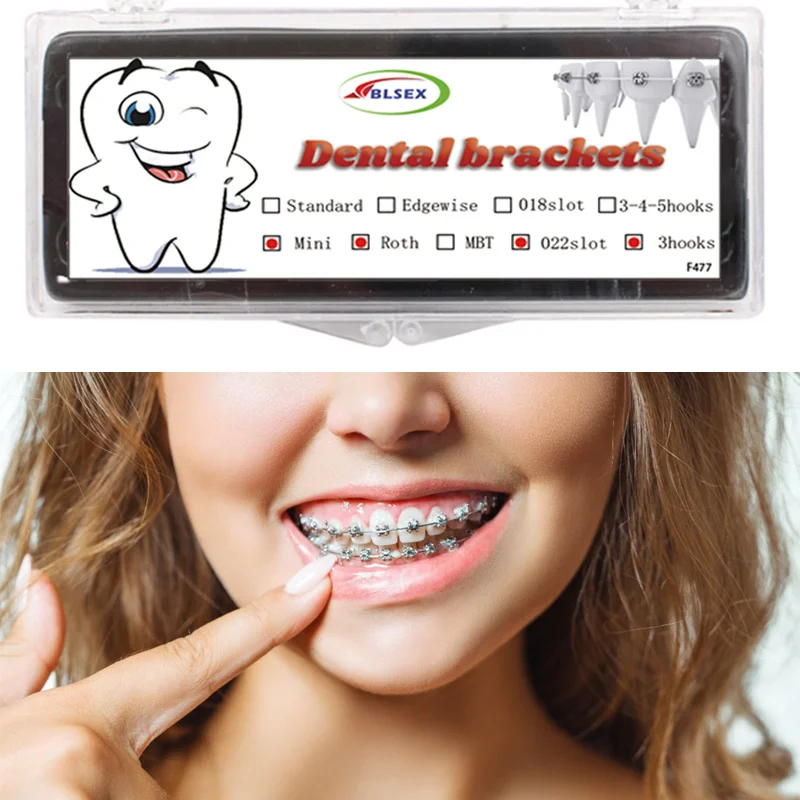 20PCS/BOX Dental Orthodontic Ceramic Fake Brace Bracket MINI Roth MBT 022 345 Hooks Brace Brackets Dentist Tool