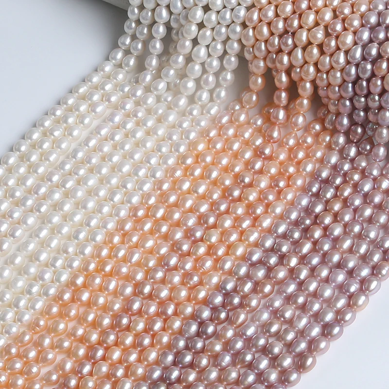 8-9mm AAA Natural White Pink Purple Loose Beads Real Freshwater Rice Pearl Strand for jewelry making