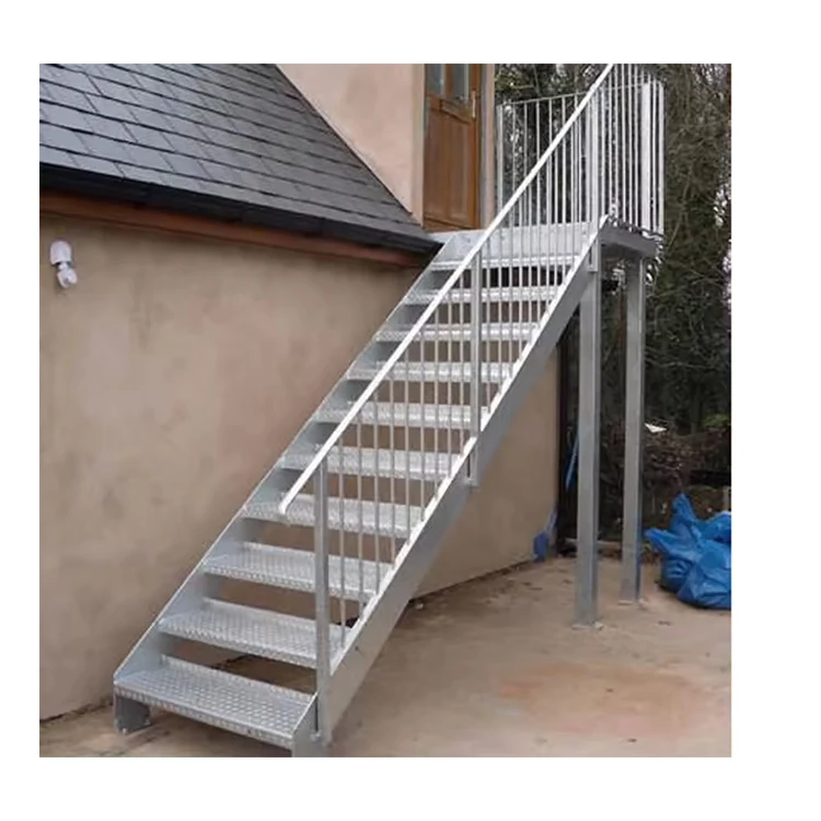 Galvanized outdoor Industrial checkered Metal steel plate Stairs /Staircase